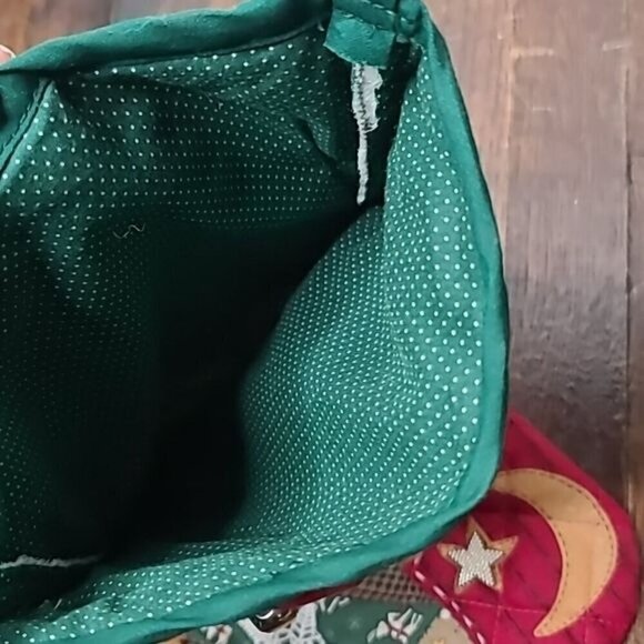 Vintage Christmas Patchwork Reindeer Snowflake Holiday Stocking Red Green - Picture 8 of 8